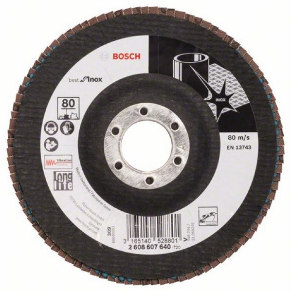 Лепестковый шлифкруг Bosch Best for Inox, X581, 125×22,23 мм, К80