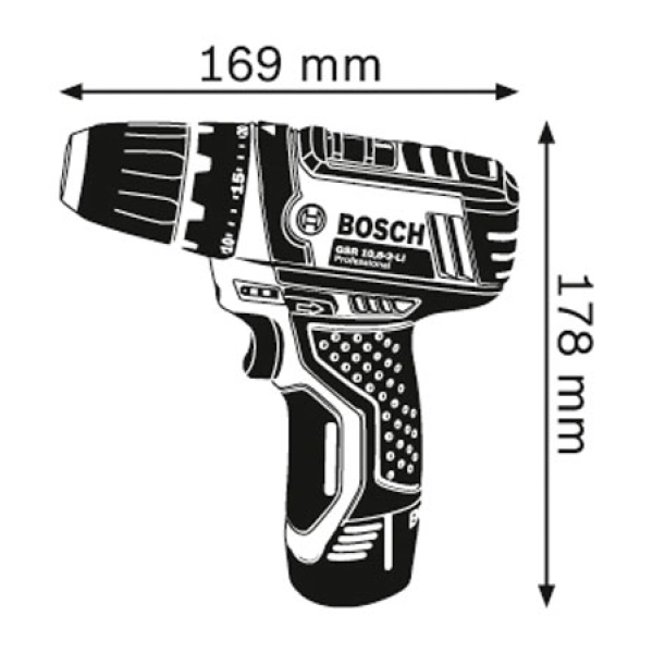 Акумуляторний шуруповерт Bosch GSR 12V-15 Professional, 2x2.0Ah, з/п, кейс