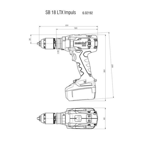 Акумуляторний ударний дриль-шуруповерт Metabo SB 18 LTX Impuls, каркас