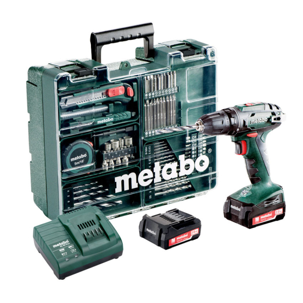 Акумуляторний шуруповерт Metabo BS 14,4 Mobile Workshop, 2x2.0Ah, з/п, кейс, набір оснащення